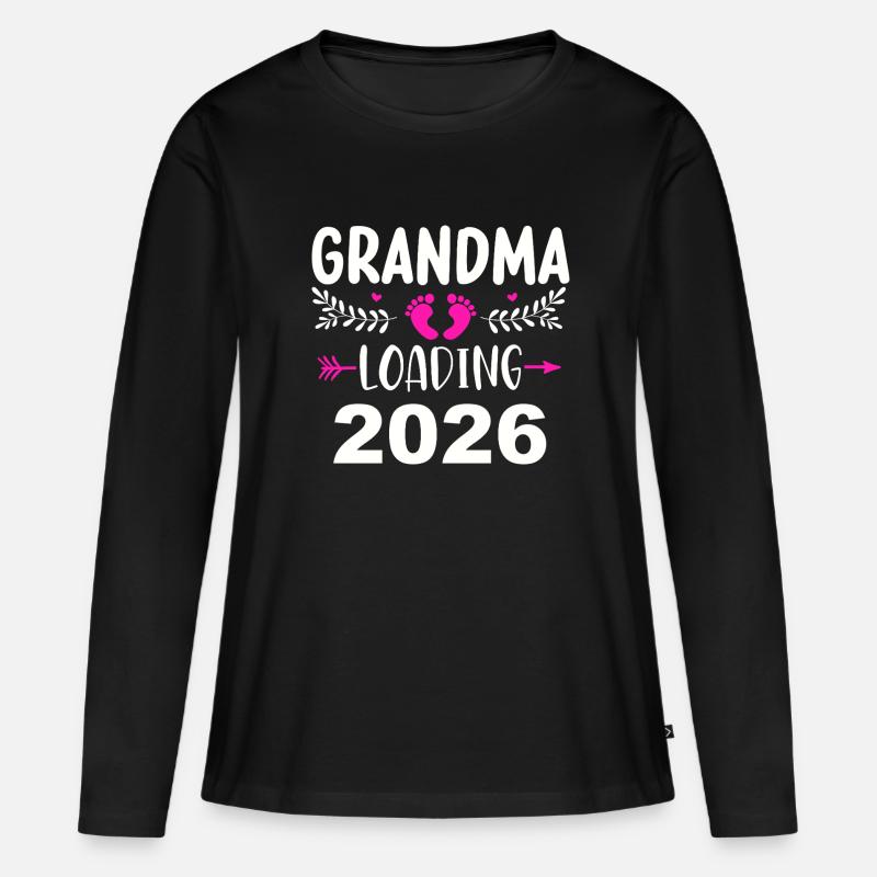Großmutter Wird 2026 Geladen Babyfüße - Frauen Premium Bio Langarmshirt - Schwarz
