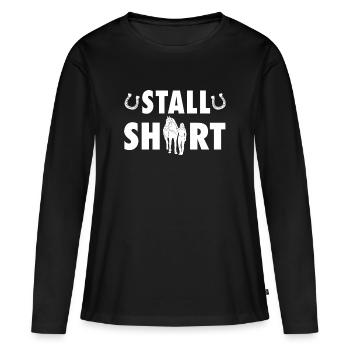 Pferd Pferdemädchen Stallshirt Reiterin Design - Frauen Premium Bio Langarmshirt - Schwarz - Vorne - Julia (174cm)