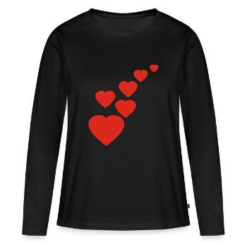 cœur - T-shirt manches longues Premium bio Femme - noir - Devant - Julia (174cm)