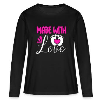 Schwanger, Wunschkind, Schwangerschaft - Frauen Premium Bio Langarmshirt - Schwarz - Vorne - Julia (174cm)