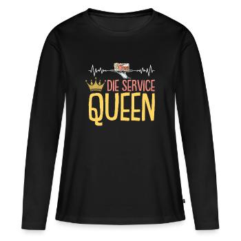 Kellnerin Service Herzschlag Bedienung Servicekraf - Frauen Premium Bio Langarmshirt - Schwarz - Vorne - Julia (174cm)