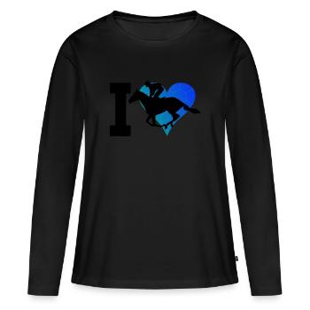 Concours de saut d'obstacles équestre pour dames - T-shirt manches longues Premium bio Femme - noir - Devant - Julia (174cm)