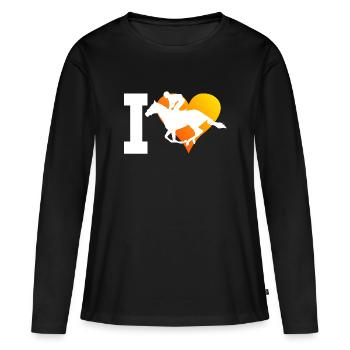 Équitation Saut d'obstacles Équitation Équitation Équitation - T-shirt manches longues Premium bio Femme - noir - Devant - Julia (174cm)