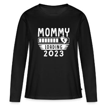 Mama loading 2023, werdende Mutter 2023 - Frauen Premium Bio Langarmshirt - Schwarz - Vorne - Julia (174cm)
