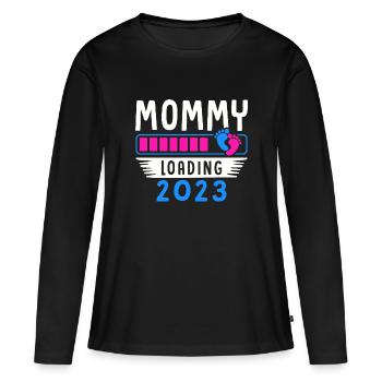 Mama loading 2023, werdende Mutter 2023 - Frauen Premium Bio Langarmshirt - Schwarz - Vorne - Julia (174cm)