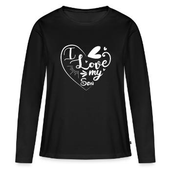 J’aime mon fils - T-shirt manches longues Premium bio Femme - noir - Devant - Julia (174cm)