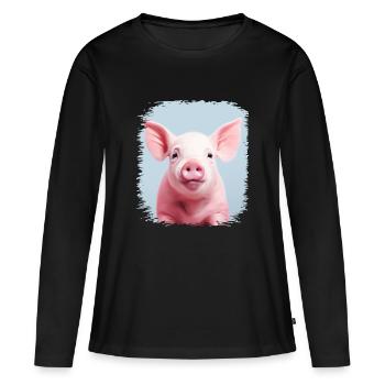 drôle citation arrière-cour griller citation humour porc - T-shirt manches longues Premium bio Femme - noir - Devant - Julia (174cm)