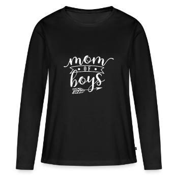 MAMAN DE GARÇONS - T-shirt manches longues Premium bio Femme - noir - Devant - Julia (174cm)