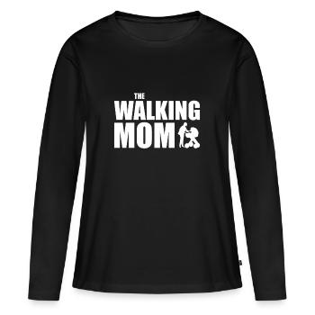 Mother pram baby | Walking Mom - Women's Premium Organic Long Sleeve Shirt - black - Front - Julia (174cm)