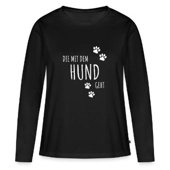 The dog goes | Dog paws go-go - Women's Premium Organic Long Sleeve Shirt - black - Front - Julia (174cm)