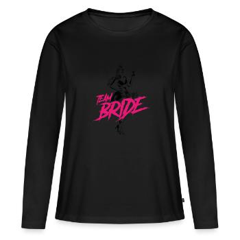 Équipe mariée - T-shirt manches longues Premium bio Femme - noir - Devant - Julia (174cm)