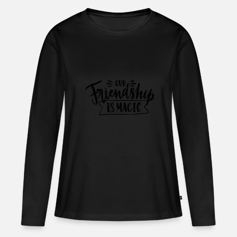 Freundschaft spruch - Frauen Premium Bio Langarmshirt - Schwarz