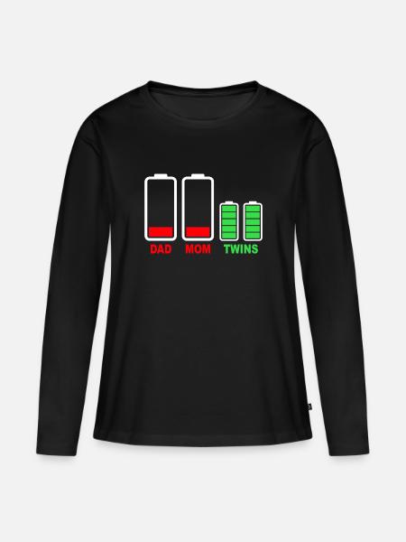 Tweeling werkt familie - Vrouwen Premium Bio shirt met lange mouwen - zwart