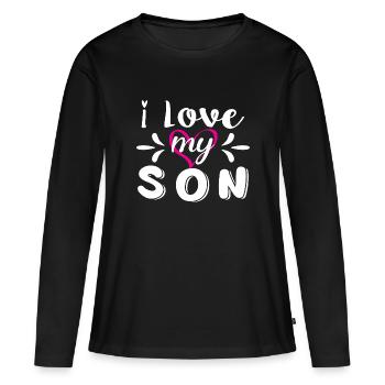 J’aime mon fils - T-shirt manches longues Premium bio Femme - noir - Devant - Julia (174cm)