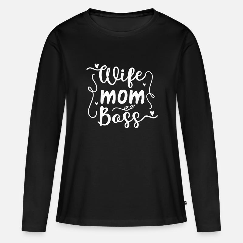 Ehefrau Mutter Boss - Frauen Premium Bio Langarmshirt - Schwarz