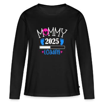 Mother 2025 loading, I will be a mother in 2025 - Women's Premium Organic Long Sleeve Shirt - black - Front - Julia (174cm)
