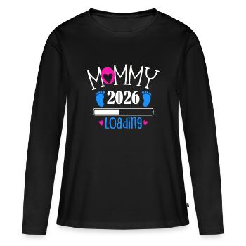 Mommy 2026 Loading Herzen Füße - Frauen Premium Bio Langarmshirt - Schwarz - Vorne - Julia (174cm)