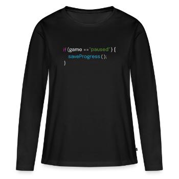 Conception de jeux et de codage - T-shirt manches longues Premium bio Femme - noir - Devant - Julia (174cm)