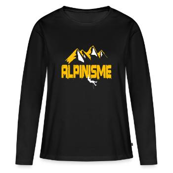 ALPINISME - T-shirt manches longues Premium bio Femme - noir - Devant - Julia (174cm)
