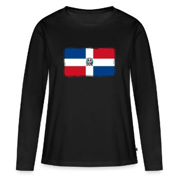 République dominicaine Drapeau Dom Rep Drapeau - T-shirt manches longues Premium bio Femme - noir - Devant - Julia (174cm)