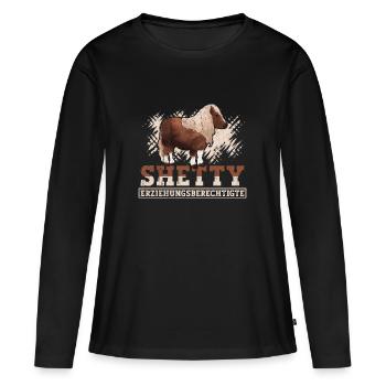 Shetty Spruch Shetland Pony reiten - Frauen Premium Bio Langarmshirt - Schwarz - Vorne - Julia (174cm)