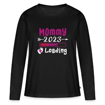 Mama loading 2023, werdende Mutter 2023 - Frauen Premium Bio Langarmshirt - Schwarz - Vorne - Julia (174cm)