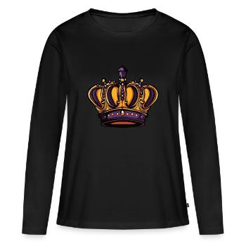 Couronne - T-shirt manches longues Premium bio Femme - noir - Devant - Julia (174cm)