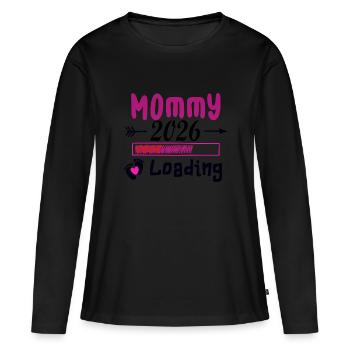 Mommy 2026 Loading Werdende Mutter - Frauen Premium Bio Langarmshirt - Schwarz - Vorne - Julia (174cm)