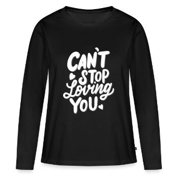 Amour dit, Amour, ne peux pas arrêter de t'aimer - T-shirt manches longues Premium bio Femme - noir - Devant - Julia (174cm)