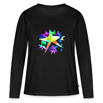 Étoile colorée - T-shirt manches longues Premium bio Femme - noir - Devant - Julia (174cm)