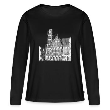 Dessin de l’hôtel de ville - T-shirt manches longues Premium bio Femme - noir - Devant - Julia (174cm)