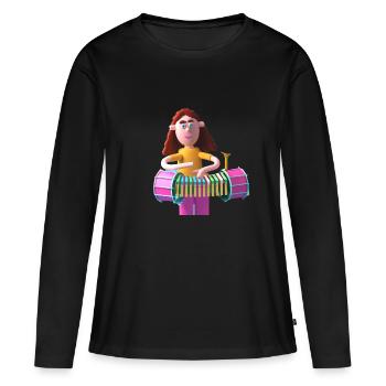 Drôle 8 - T-shirt manches longues Premium bio Femme - noir - Devant - Julia (174cm)