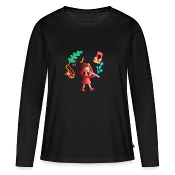 Drôle 10 - T-shirt manches longues Premium bio Femme - noir - Devant - Julia (174cm)