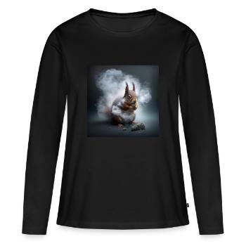 Das Eichhörnchen im Dunst - Oachkatzlschors - Frauen Premium Bio Langarmshirt - Schwarz - Vorne - Julia (174cm)