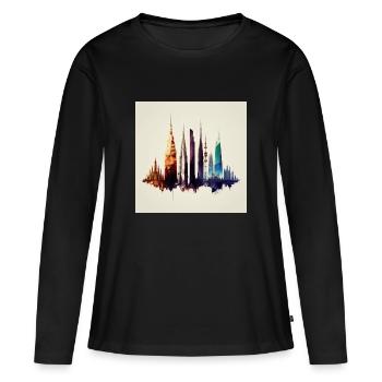 city eiffel tower empire stat - T-shirt manches longues Premium bio Femme - noir - Devant - Julia (174cm)