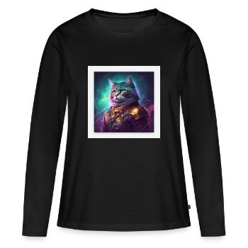 The ruler of the Galaxy is a cat - Women's Premium Organic Long Sleeve Shirt - black - Front - Julia (174cm)