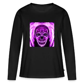 Maskiert in Lila - Frauen Premium Bio Langarmshirt - Schwarz - Vorne - Julia (174cm)