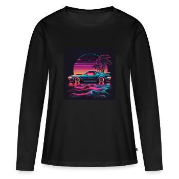 DeLorean inspired neon look - Women's Premium Organic Long Sleeve Shirt - black - Front - Julia (174cm)
