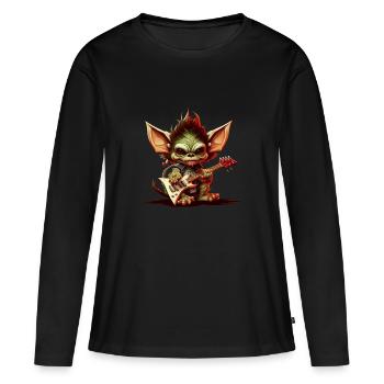Gremlins mignons avec guitare rock - T-shirt manches longues Premium bio Femme - noir - Devant - Julia (174cm)