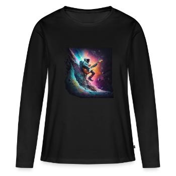 Surf spatial - T-shirt manches longues Premium bio Femme - noir - Devant - Julia (174cm)