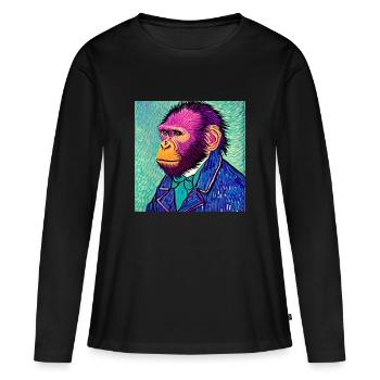 Monkey van gogh - Women's Premium Organic Long Sleeve Shirt - black - Front - Julia (174cm)