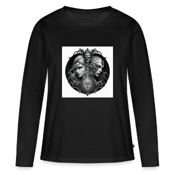 gemeaux 2 femmes dos à dos - T-shirt manches longues Premium bio Femme - noir - Devant - Julia (174cm)