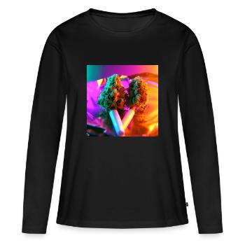 Marijuana médicale | Chemise Médicale Fun Fumer - T-shirt manches longues Premium bio Femme - noir - Devant - Julia (174cm)
