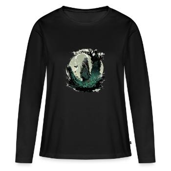 Druide elfique - T-shirt manches longues Premium bio Femme - noir - Devant - Julia (174cm)