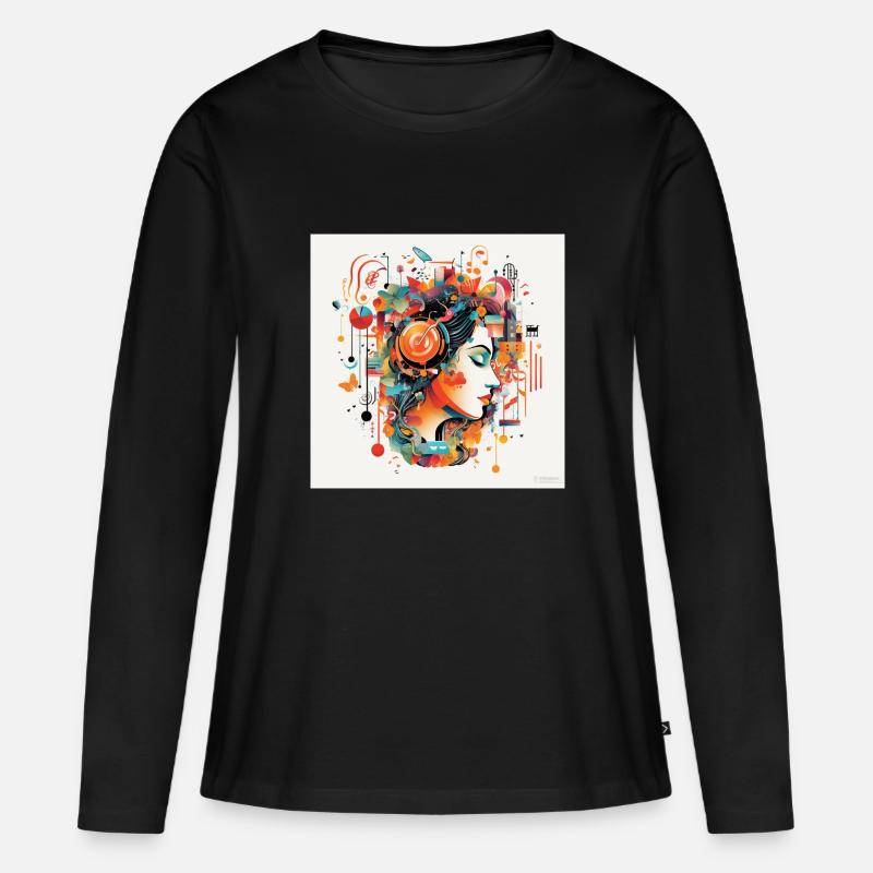 Retro Rhythms: Eine Ode an die Musik - Frauen Premium Bio Langarmshirt - Schwarz