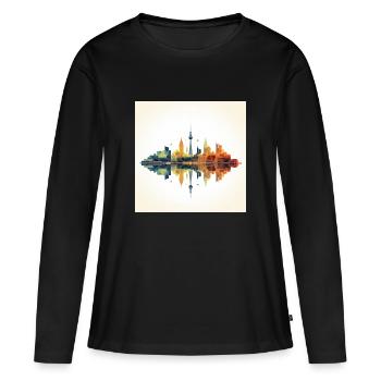 Horizon de Düsseldorf - T-shirt manches longues Premium bio Femme - noir - Devant - Julia (174cm)