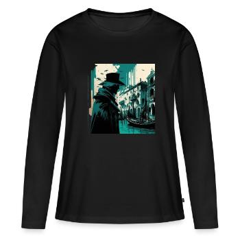 Venise (Italie) - T-shirt manches longues Premium bio Femme - noir - Devant - Julia (174cm)