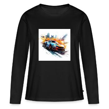 Need for speed gaming art, orange and blue - Women's Premium Organic Long Sleeve Shirt - black - Front - Julia (174cm)