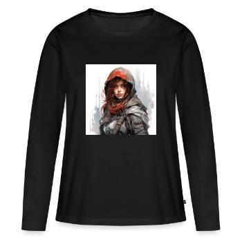 Gaming Art Woman Assassin - Women's Premium Organic Long Sleeve Shirt - black - Front - Julia (174cm)