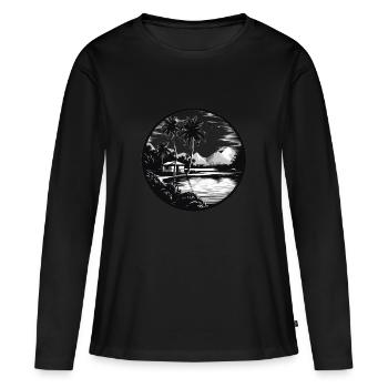 Destination de rêve minimaliste - T-shirt manches longues Premium bio Femme - noir - Devant - Julia (174cm)